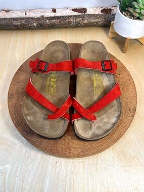 Papillio by Birkenstock Tabora Sandals in beautiful red suede Size 38/7